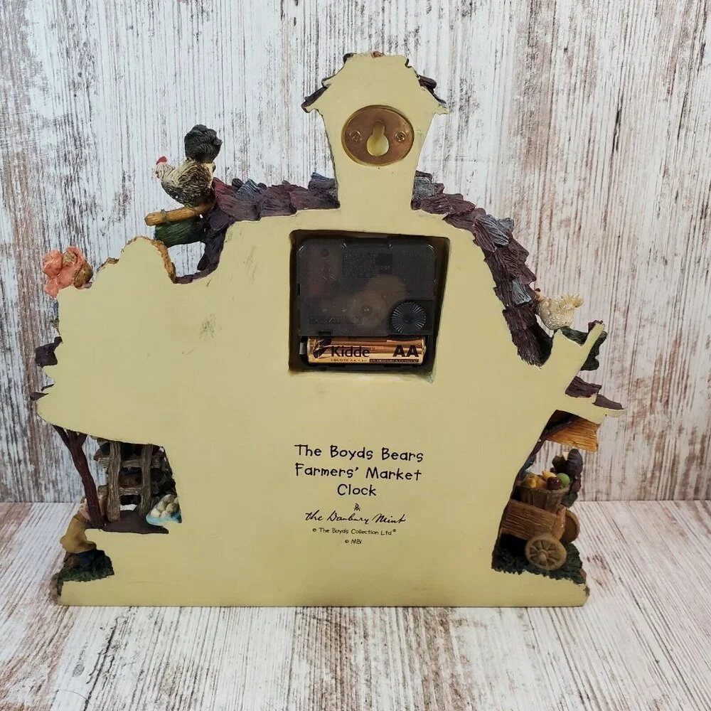 Boyds Bears Danbury Mint Farmers Market Collector Apple Shaped Clock Retired